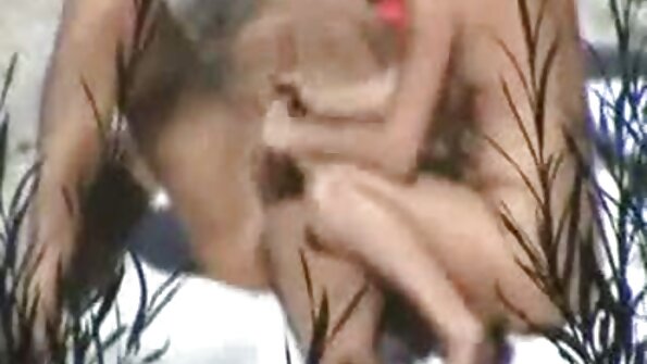 மொட்டையடித்த புஸ்ஸுடன் ஒரு வேடிக்கையான அன்பான பொன்னிறம் படுக்கையில் குதிக்கிறது